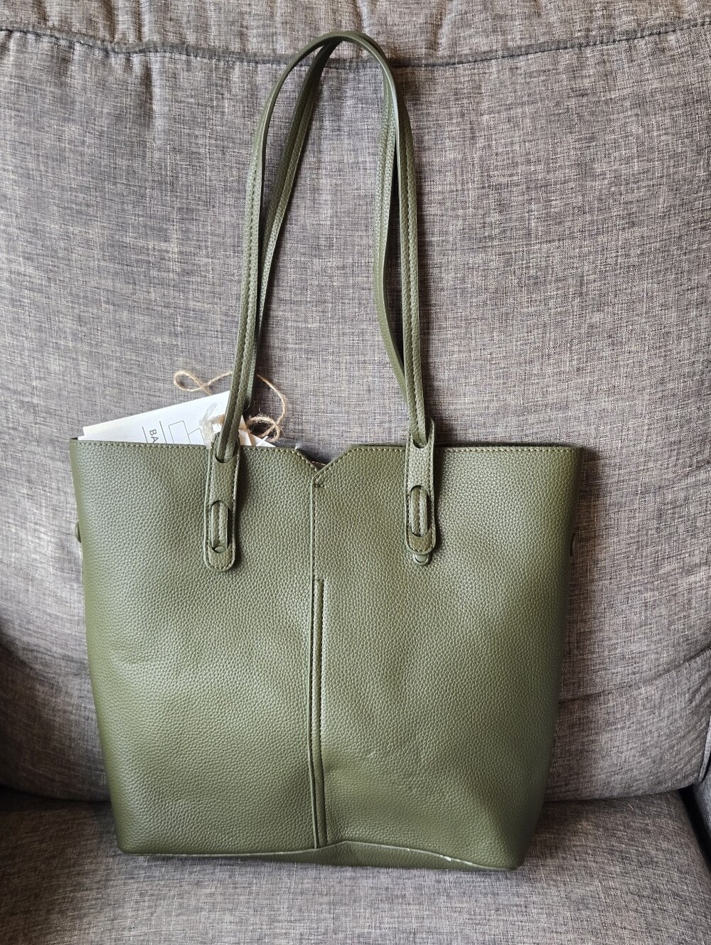 🔹 Antik Kraft Tote Bag Olive Green Pebbled BAG IN A BAG - Picture 8 of 8